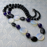 long semi-precious bead necklace handmade uk, unique long beaded necklace uk