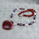 pendant necklace, agate heart pendant necklace
