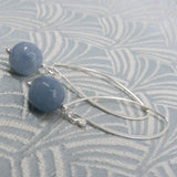 long drop grey semi-precious earrings uk, long semi-precious stone earrings