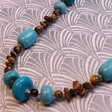 short chunky necklace handmade uk, turquoise chunky semi-precious stone necklace, chunky gemstone necklace