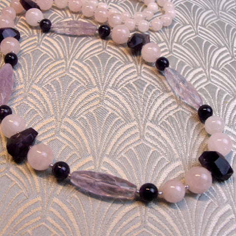 long semi-precious stone bead necklace long beaded necklace CC50