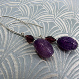 long drop purple earrings uk