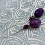 long drop purple earrings handmade with statement