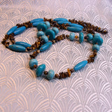 long semi-precious bead necklace, long turquoise necklace beaded