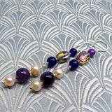 long handmade drop earrings, semi-precious stone earrings uk