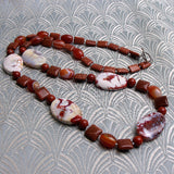 long semi-precious beaded necklace, long semi-precious stone bead necklace handmade uk