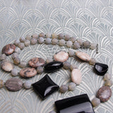 long semi-precious stone handmade chunky necklace