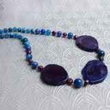 chunky blue necklace handmade semi-precious stone beads