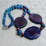 blue chunky necklace, handmade semi-precious stone necklace, chunky blue bead necklace