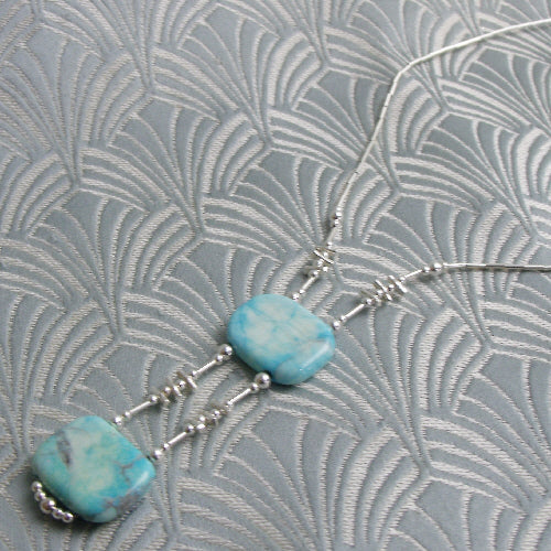 turquoise delicate necklace, turquoise dainty semi-precious stone necklace, semi-precious bead necklace