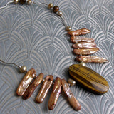 tigers eye semi-precious bead n ecklace, tigers eye semi-precious stone necklace UK