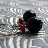 short drop black earrings, short drop black onyx earrings uk