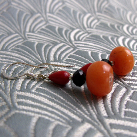 beaded semi-precious earrings, semi-precious stone bead earrings CC61