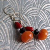 orange semi-precious drop earrings uk