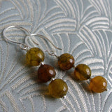 jasper semi-precious stone bead earrings, beaded semi-precious jasper earrings