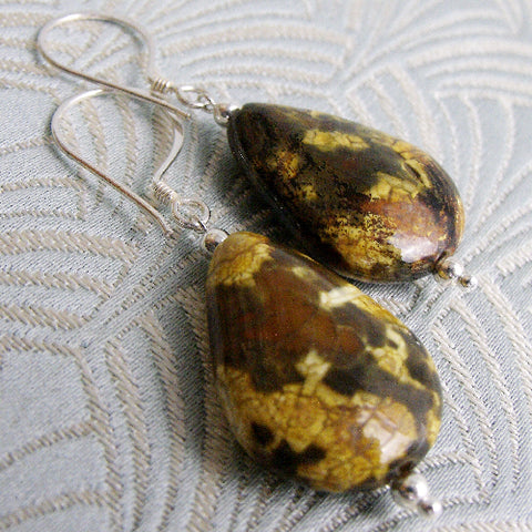 beaded semi-precious earrings, semi-precious stone bead earrings CC66