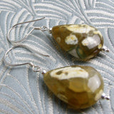 beaded jasper semi-precious stone bead earrings, beaded semi-precious earrings