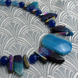 chunky blue necklace, chunky semi-precious stone necklace