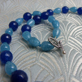 chunky blue necklace handmade semi-precious stone beads