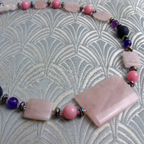 semi-precious bead necklace, semi-precious stone necklace CC67