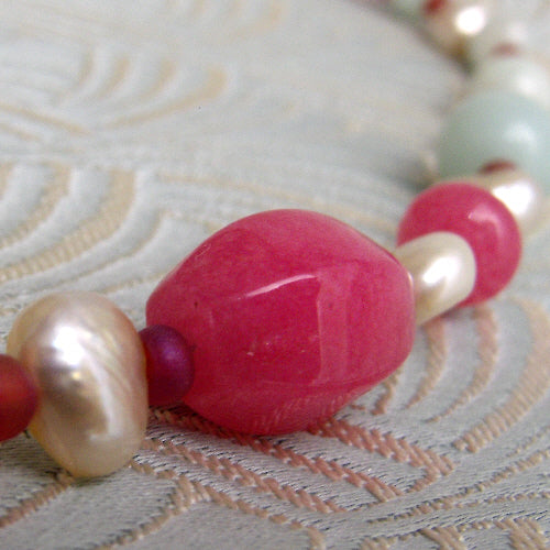 Pink Jasper pendant, Seed Beads Necklace, gemstone pendant, Beadwork jewelry, Statement deals choker