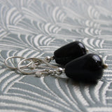 black onyx short drop earrings handmade uk