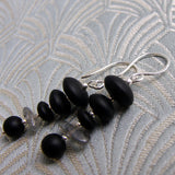 black earrings, black semi-precious stone drop earrings