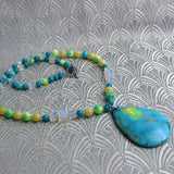 handmade blue semi-precious stone necklace uk
