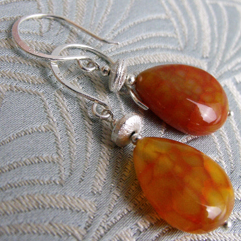 beaded semi-precious earrings UK, semi-precious stone bead earrings CC77