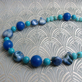 blue gemstone necklace long length