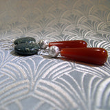 long semi-precious stone drop earrings, long earrings