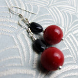 red earrings, handmade small drop red earrings
