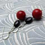 short drop earring uk, red short earrings, handmade red earrings