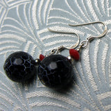 short drop black earrings uk