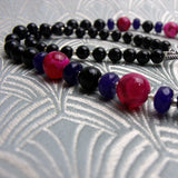 black pink semi-precious stone beads