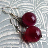 short drop pink semi-precious earrings, bead earrings, semi-precious earrings uk