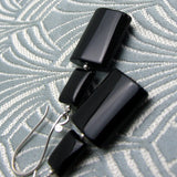 long black silver earrings 