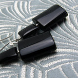 long drop black and silver earrings