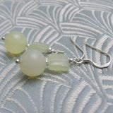 jade beaded semi-precious earrings, jade semi-precious stone earrings CC91
