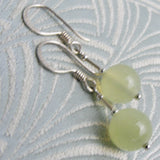 jade semi-precious earrings, jade semi-precious stone bead earrings, beaded jade earrings