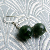 short green semi-precious stone earrings, green semi-precious bead earrings handmade uk CC95