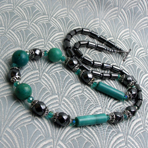 semi-precious bead necklace, semi-precious stone necklace CC94