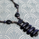 blue goldstone necklace, short semi-precious stone necklace design