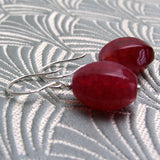 pink beaded semi-precious earrings, pink agate semi-precious stone bead earrings