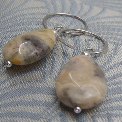 beaded semi-precious earrings, semi-precious stone bead earrings DD2