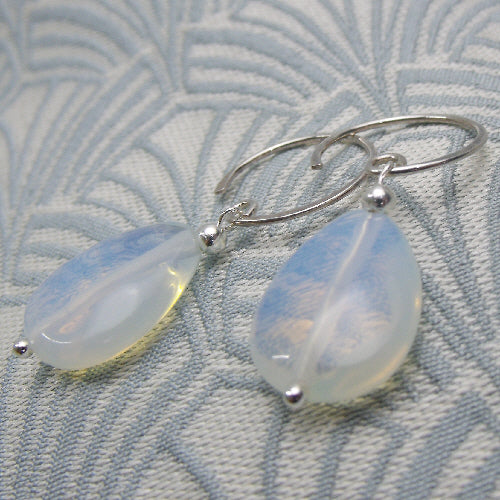 opal quartz semi-precious beaded earrings uk, semi-precious stone bead earrings uk