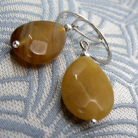beaded semi-precious earrings, semi-precious stone bead earrings DD4