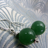 green short semi-precious earrings, semi-precious stone earrings short length DD5