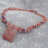 short handmade strawberry quartz necklace uk