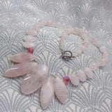 handmade rose quartz necklace